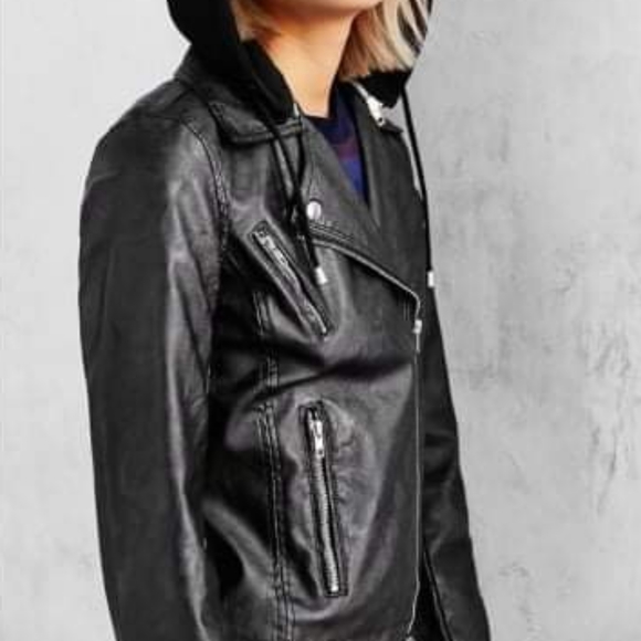 NWOT Faux Leather Biker Jacket - Picture 4 of 16